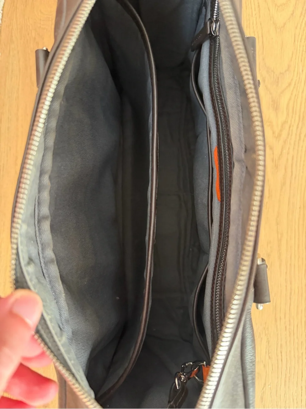 Shinola Dark Brown Leather Computer Briefcase with Detachable Strap
